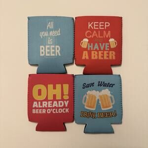 Beer Can Covers Neoprene Cooler Koozie Lot of 4 | 12oz Insulated Drink Holders